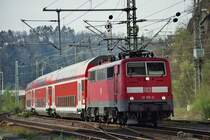 111 197-0 mit dem Main-Sieg-Express beim Rangieren in Siegen (13.04.2007)
