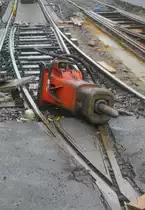 Die nur für Betriebsfahrten genutzte Abzweigung Justinianstr./Deutz-Kalker Str. während der Gleisbauarbeiten im Bereich der Stadtbahn-Haltestelle Bf Deutz/Kölnarena, 12.8.17.