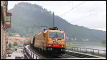 Am 11.08.17 konnte ich zum ersten mal den  Goldbroiler  185 597 von HSL in Königstein im Bild festhalten