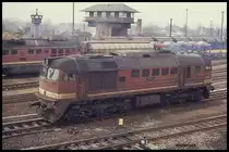 Der Wachturm im Bahnhof Gerstungen dokumentiert in etwa den Zeitpunkt der Aufnahme. Als 120049 im Grenzbahnhof Gerstungen rangiert, war er aber nicht mehr besetzt. Eineinhalb Jahre zuvor hätte ich dann diese Aufnahme auch kaum machen können. Am 29.03.1991 war das aber problemlos möglich!