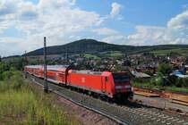 146 245 mit Regionalzug bei Laufach (Strecke Aschaffenburg - Würzburg).
14.08.2017