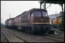 DR 131034 am 29.3.1991 im Bahnbetriebswerk Vacha.
