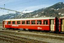 RhB - AB 1529 am 17.03.1999 in Landquart - 1./2.Klasse Einheitspersonenwagen (Typ I) - �bernahme 27.12.1965 - FFA/SIG - Fahrzeuggewicht 18,00t - Sitzpl�tze 18/31 - L�P 18,42m - zul�ssige Geschwindigkeit 90 km/h - �2=30.09.1994 - Logo RhB in deutsch - Lebenslauf: ex AB 1529 - 05/1999 ausr - 09/1999 B 2292 - Hinweis: mit Griffstangen neben den T�ren, gescanntes Dia
