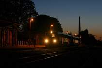 ODEG 8808 mit Halt in Wittenburg. VT 650.51 und VT 650.54 kommen vom Zarrentiner Bahnhofsfest. Im Zuganzeiger steht sogar R3 nach Hagenow. Es w�re sch�n wenn die Strecke wieder Planm��ig befahren w�rde. 05.05.2007