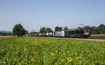 193 662 und 193 770 von Lokomotion fahren mit einem KLV am 26. August 2017 bei Übersee in Richtung Salzburg.