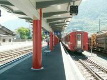 Der k�rzlich neu umgebaute Endbahnhof der Rh�tischen Bahn in Tirano/Italien.Auch die Gleisanlagen im Bahnhofsbereich wurden komplett erneuert und erweitert.Tirano 10.05.07