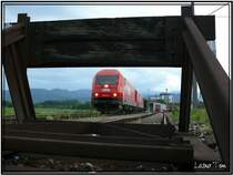 2 Hercules 2016 bespannen einen G�terzug aus dem Lavanttal in Richtung Zeltweg.Im Hintergrund das �BB Oberbauwerk und die �DK . 10.5.2006