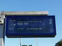 Zugzielanzeiger für IC 456 Ostseebad Binz-Köln Hbf
Aufgenommen am 02.09.2017 Bahnhof Binz