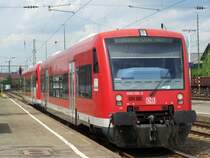 Die Br.650 109-2 fuhr am 10.09.07 als RE-Zug von Crailsheim �ber Aalen nach Ulm Hbf. Hier im Bahnhof Aalen.