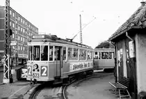 København / Kopenhagen Københavns Sporveje SL 2 (Tw 522 + Bw 1554) Sundbyvester Plads im Oktober 1968. - Scan von einem S/W-Negativ. Film: Ilford HP4.
