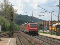 Ausfahrt RE 4712 mit BR 146 236-5 als Scublok aus dem Bahnhof St.Georgen am 6.5.07