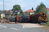 Das einzige was noch im Bahnhof Lichtenfels verladen wird ist Stammholz, fast t�glich werden hier die Waggons beladen.