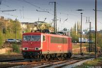 155 110 setzt am Abend des 20.04.07 in Chemnitz Hbf vor den abendlichen �bergabeg�terzug nach Zwickau um.