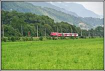 1116 020 f�hrt am 17.06.05 bei Stans mit dem REX 1502 nach Innsbruck.