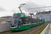 Die Schulungsfahrten auf der nach St. Louis verlängerten Linie 3 hat begonnen. Hier steht der Be 6/8 Flexity 5023 kurz nach der Haltestelle Saint Exupéry. Die Aufnahme stammt vom 20.09.2017.