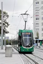 Die Schulungsfahrten auf der nach St. Louis verlängerten Linie 3 hat begonnen. Hier steht der Be 6/8 Flexity 5023 an der Haltestelle Place Mermoz. Die Aufnahme stammt vom 20.09.2017.