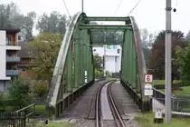 Südliche Traunbrücke im Bahnhof Bad Ischl am 23.September 2017.