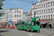 Baustelle Steinenberg. Wegen der Baustelle am Steinenberg, wendet die Linie 16 am Bahnhof SBB. Hier fährt der Be 4/4 502 zusammen mit dem B4S 1502 von der Markthalle zum Bahnhof SBB. Die Aufnahme stammt vom 22.09.2017.