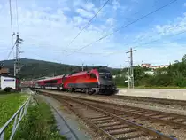 1116 233-8 durchfährt als RJ537 den Bhf. Treibach-Althofen; 170903