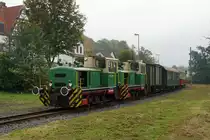 BE: Brohltalbahn.
Sonderzug mit D1 und D2 bei der Einfahrt Weiler am 23. September 2017.
Foto: Walter Ruetsch