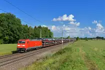 185 246 mit einem Autozug am 19.07.2017 bei Andorf. 