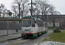 02.02.2017, Magdeburg, 2x Tatra T6A2M (Wagen 1280+1281) an der Haltestelle Buckau Wasserwerk.