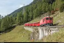 Pressefahrt des neugegründeten Vereins MGBahn-Historic (<a href= http://www.mgbahn-historic.ch/ >http://www.mgbahn-historic.ch/</a>) am 29. September 2017. In Oberwald übernahm die von der MGB an die DFB vermietete HGm 4/4 61 den Zug für die Fahrt nach Gletsch an der Furka Bergstrecke. Hier kurz nach Oberwald.