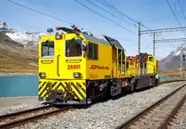 
Der RhB (Rhätische Bahn) Xmf 6/6 24401, ex 92020, ein Fahrleitungsturmwagen vom Typ Plasser & Theurer MTW 100.160 ist am 13.09.2017, auf dem höchsten Punkt der Berninabahn (2.256 m ü. M.), beim Bahnhof Ospizio Bernina (Bernina Hospiz) abgestellt. Ospizio Bernina ist auch die höchstgelegene Bahnstation im Netz der Rhätischen Bahn.

Der MTW 100.160 wurde 2007 von Plasser & Theurer unter der Maschinen-Nr. 934 gebaut.

TECHNISCHE DATEN:
Spurweite: 1.000 mm (Meterspur)
Achsformel: Bo’+Bo’Bo’
Baujahr: 2007
Länge über Puffer: 19,26 m
Drehzapfenabstand: 5,35 m / 8,50 m
Achsabstand im Drehgestell: 1.800 mm
Leistung der Dieselmotoren: 2 x 395 kW
Eigengewicht: 69,00 t
Höchstgeschwindigkeit: 90 km/h (eigen oder geschleppt) 