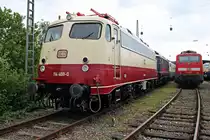 Auf dem Außengelände des DB Museum stand am 18.06.2016 während des Sommerfest in Koblenz Lützel die 114 488-0 (110 488-4) aus Rottweil. Nebenan ist die 111 111 von DB Regio aus Dortmund zu erkennen.