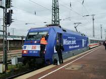 BR 101 136 mit IC 2115 traf mit 15 minuten Versp�tung auf Gleis 16 in Dortmund Hbf. ein,Scheibenwischer Reparatur,die Lok hatte einen Baum gestreift.