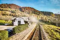 Durchfahrt. durch die Haltestelle Podhom, am 14.10.2017.

(Aufgenommen aus dem letzten Waggon, des Dampfsonderzugs)