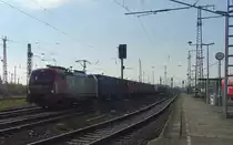Am 14.10.2017 kam 193 501 mit einem Containerzug aus Richtung Wittenberge nach Stendal und fuhr weiter in Richtung Berlin.