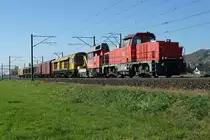 SBB: Bauzug mit Am 841 006-0 und Tm 234 128-7 bei Niederbipp am 16. Oktober 2017.
Foto: Walter Ruetsch