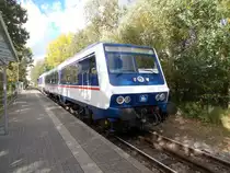 IntEgro Steuerwagen,am 09.Oktober 2017,in Lauterbach Mole.Nach der Ankunft in Lauterbach Mole ist,bis zur Rückfahrt,genügend Zeit zum fotografieren.