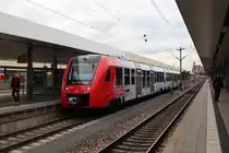 Am 04.10.2017 verlässt 622 024 den Hauptbahnhof Mannheim als RB13597 in Richtung Fürth.