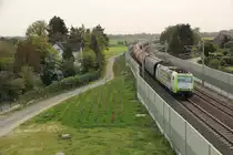 Captrain 185 532 mit einem Getreide-Ganzzug.
Aufgenommen am 20. Oktober 2017 in Verden (Aller).