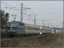 181 201 ist mit EC 54 am 21.2.2007 bei Gro�sachsen-Heddesheim unterwegs.