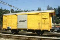 RhB - Xk 9037 IV am 25.06.1994 in Reichenau - Werkzeugwagen - 2-achsig mit 1 offenen Plattform - Baujahr 1906 Staud - Gewicht 7,24t - Ladegewicht 12,50t - L�P 8,45 m - zul�ssige Geschwindigkeit 60 km/h - �2=04.12.1987 - Lebenslauf: ex K 766 - 1911 5366 - 1951 K1 5789 - 1969 Gbk 5789 - 1988 Xk 9037 IV - 03/2004 Abbruch
