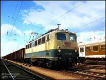 140 423 pr�sentiert sich auch heute noch im oceanblau/elfenbeinfarbenem Kleid. Hier kam sie aus Rtg. Leipzig und spannte in Cottbus ab. 16.05.07