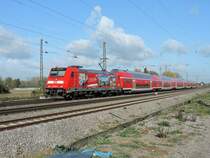 Niederschopfheim - 30.10.17 : vielleicht meine letzte Fototour vor dem Aufbau der Lärmschutzmauer. 146 229 mit Europa Park Werbung - RE 17025 Offenburg - Basel