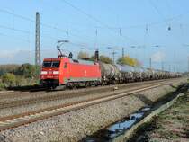 Niederschopfheim - 30.10.17 : vielleicht meine letzte Fototour vor dem Aufbau der Lärmschutzmauer. 152 162 mit einem Kesselzug.