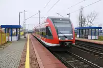 SŁUBICE (Woiwodschaft Lebus), 24.10.2017, RB91 von Berlin-Lichtenberg nach Zielona Gora im Bahnhof Słubice; bis hierhin kann man mit dem Berlin-Brandenburg-Ticket fahren