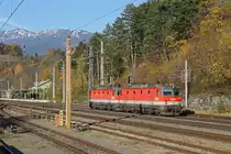 Am Morgen des 4.11.17 warten 1144.124+203 als LZ nach Gloggnitz auf die Ausfahrt in Payerbach/R.