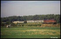 132466 mit dem D 463 nach Frankfurt an der Oder am 5.10.1991 um 9.48 Uhr bei Jeserig.