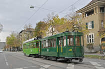 Be 4/4 450  Dante Schuggi  zusammen mit dem B2 423 bei der Haltestelle Denkmal. Diese Komposition habe ich noch nie so auf der Strecke gesehen. Die Aufnahme stammt vom 02.11.2017.