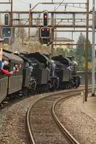 SBB Historic / Eurovapor: Doppeltraktion Elefanten am Gotthard SBB Historic / Eurovapor C 5/6 Nr. 2969/2978 und SBB Historic B 3/4 Nr. 1364 übernahmen die Spitze des Dampfzuges bis nach Faido, ....als dann bei der C 5/6 Nr. 2969 kurz vor Faido einen Triebstangen-Lagerschaden auftrat.... Samstag, 21. Oktober 2017