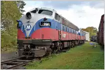 Cooperstown and Charlotte Valley Railroad Bahnhof Milford/NY. EMD FP10 2028 und 2010 ex Metro North abgestellt in desolatem Zustand. (08.10.2017)