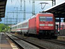 Die Br.101 040-4 fuhr am 16.05.07 mit einem IC von Karlsruhe Hbf nach N�rnberg Hbf. Hier bei der Ausfahrt des Bahnhofes Aalen.