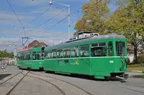 Be 4/4 500 zusammen mit dem B4S 1486, auf der Linie 15 wendet beim Depot Dreispitz. Die Aufnahme stammt vom 10.10.2017.