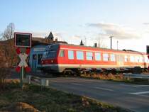 Abendstimmung am 14.01.07 am Hp Kirchehrenbach. 614 017 auf dem Weg nach Ebermannstadt (KBS821)